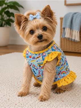 Griffy & Drake Back to School Ruffle Dog Shirt Small 7-10 Lbs NWT